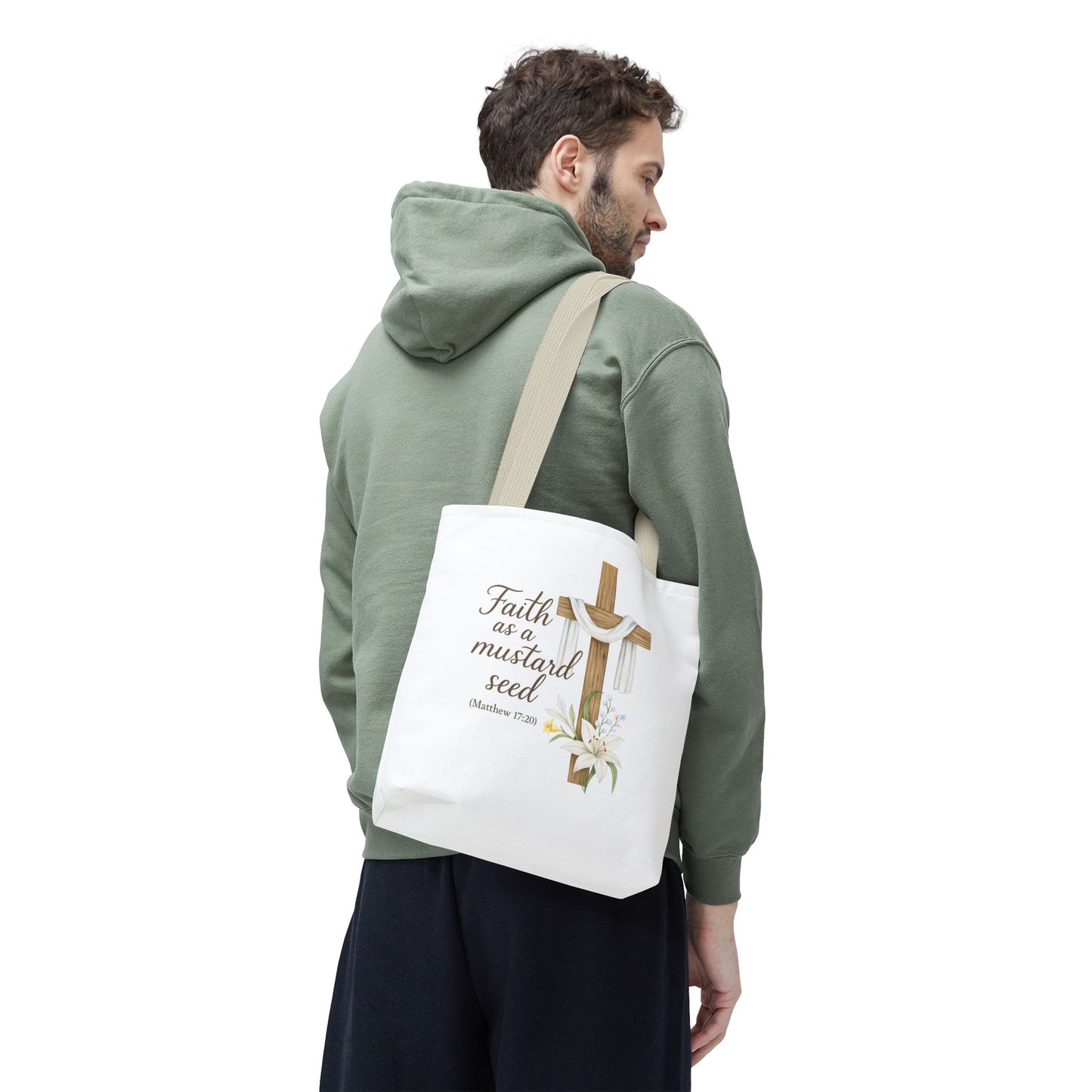 Inspirational Tote Bag - Faith as a Mustard Seed - Matthew 17:20 Memorial Gift