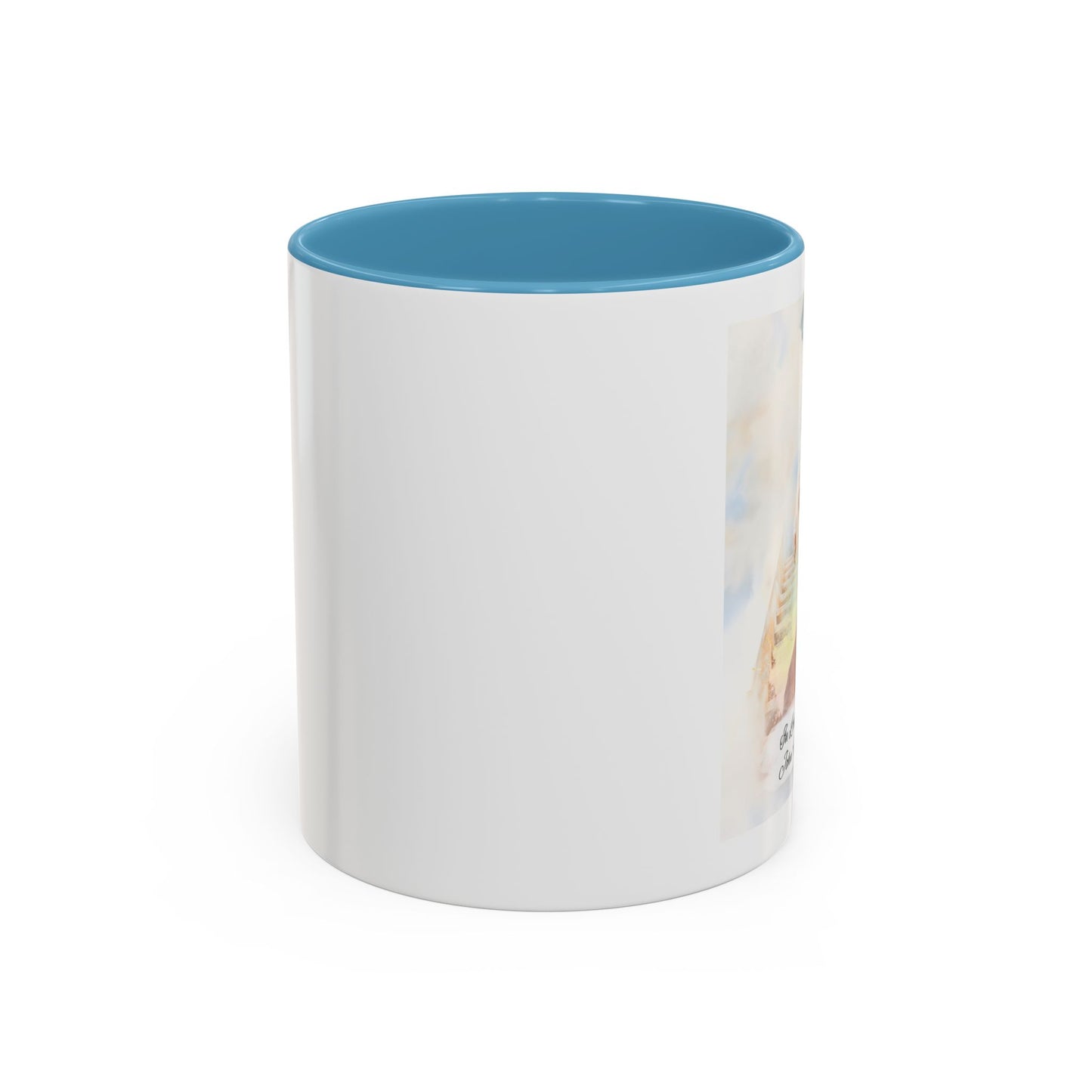 Custom Memorial Accent Coffee Mug with Photo and Text – Sacred Background Keepsake