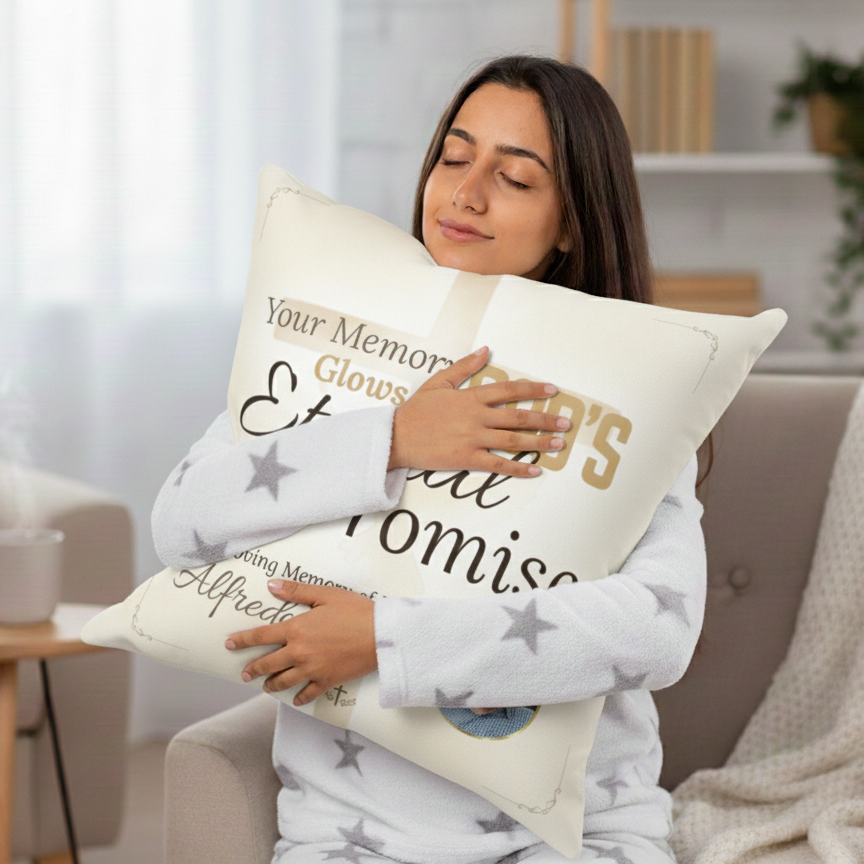 In Loving Memory Pillow – Eternal Promise Design | Personalized Christian Memorial & Sympathy Gift | Loss of Father