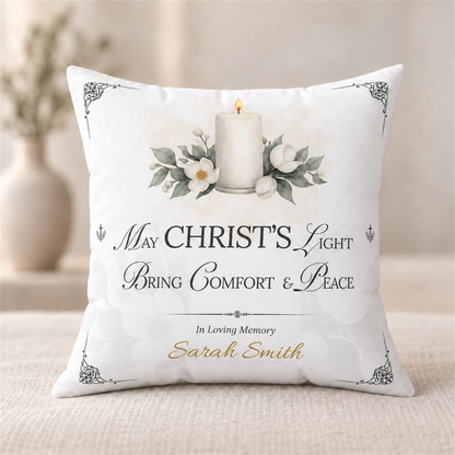 Christ's Light Personalized Christian Sympathy Pillow