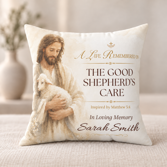 Good Shepherd's Peace Personalized Memorial Pillow