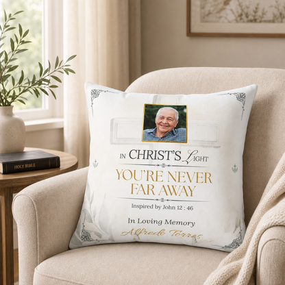 Christ's Light Custom Photo Christian Memorial Pillow