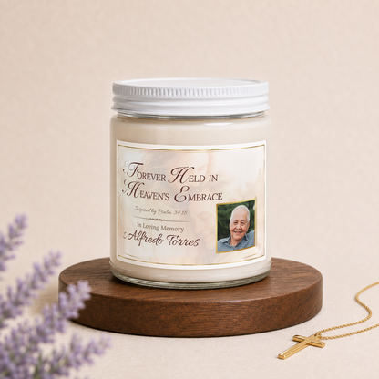 Heaven's Embrace Photo Memorial Candle for Loss of Father
