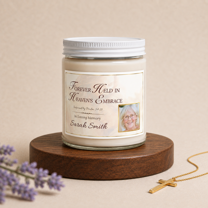 Heaven's Embrace Photo Memorial Candle for Loss of Mother