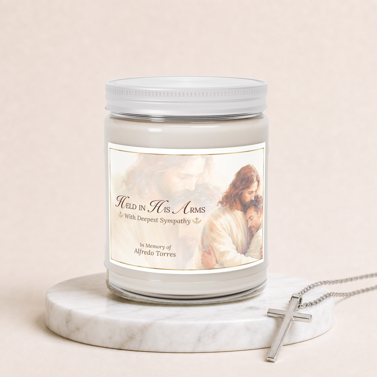 Heaven's Embrace Personalized Loss of Husband Candle