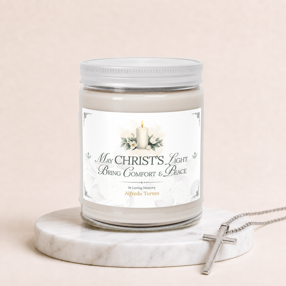 Christ's Light Personalized Sympathy Candle