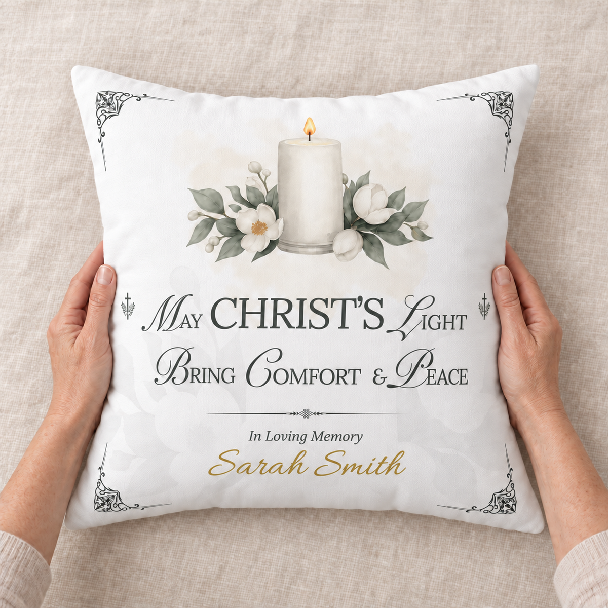 Christ's Light Personalized Christian Sympathy Pillow
