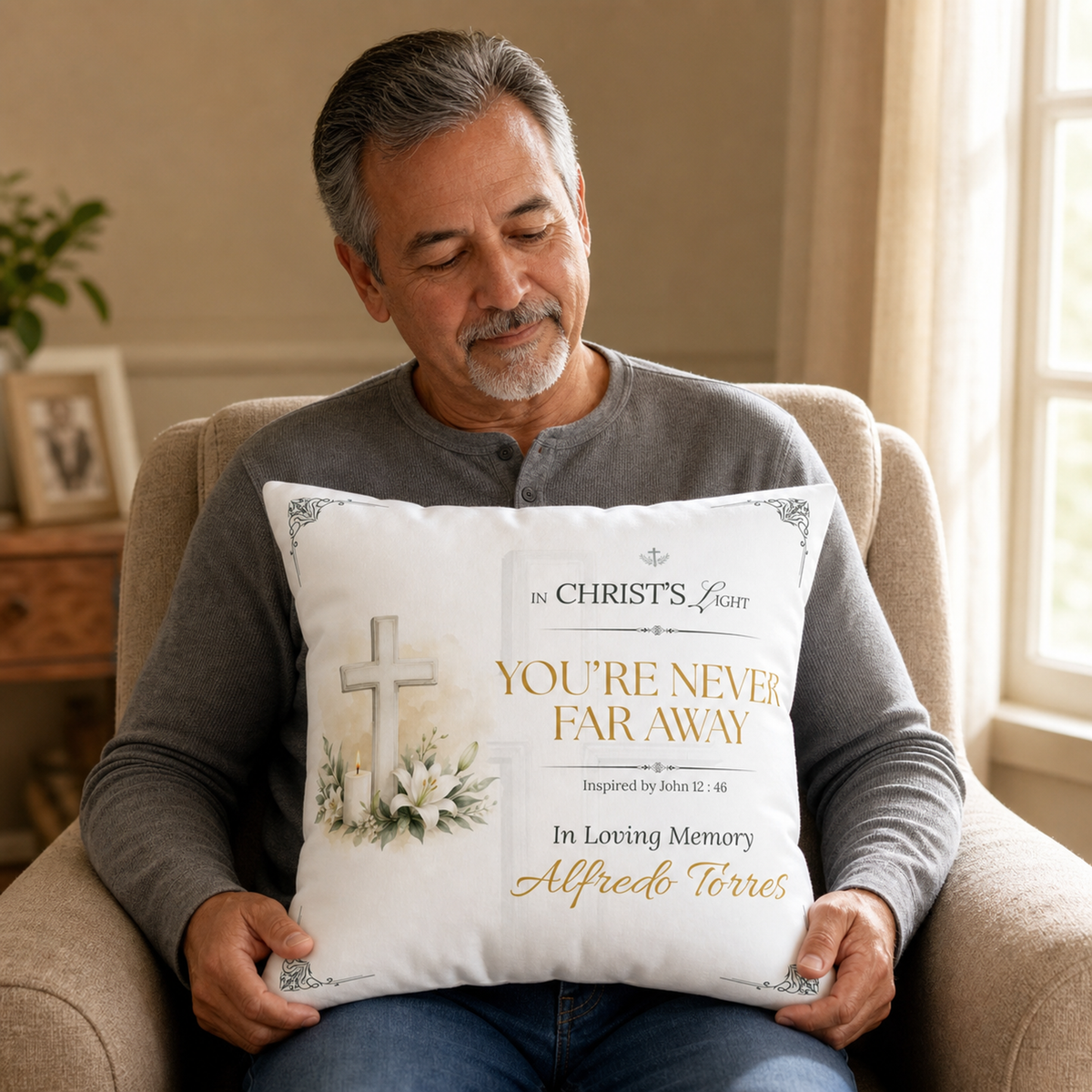 Christ's Light Personalized Christian Memorial Pillow
