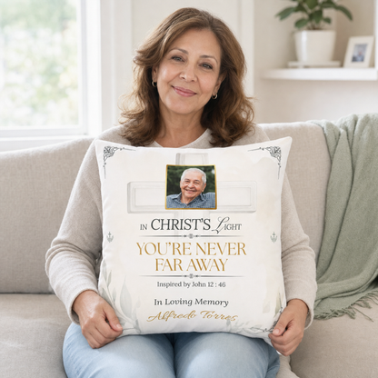 Christ's Light Custom Photo Christian Memorial Pillow