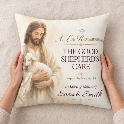 Good Shepherd's Peace Personalized Memorial Pillow