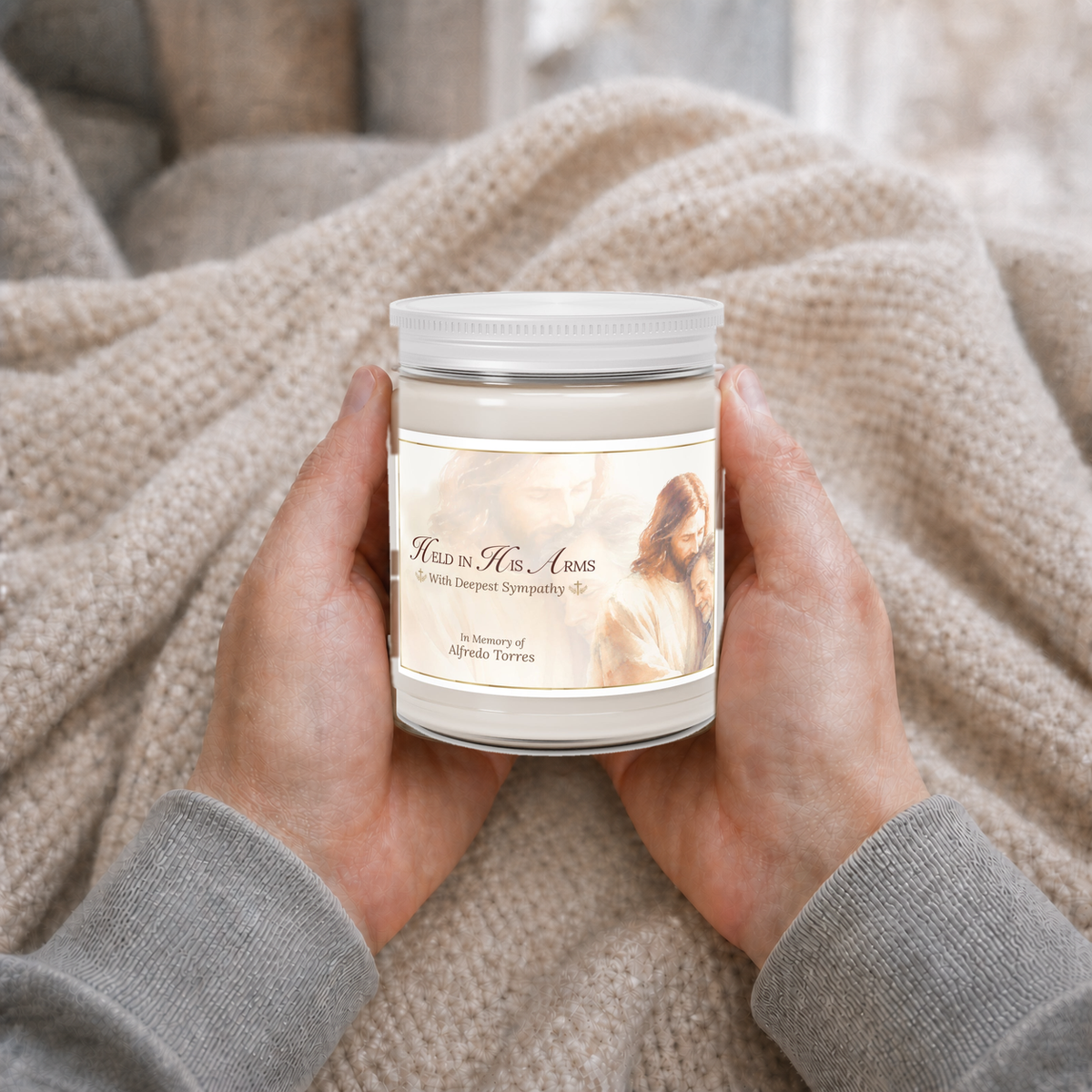 Heaven's Embrace Personalized Loss of Father Candle