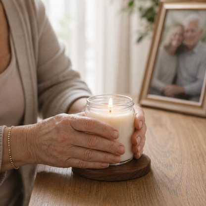 Heaven's Embrace Photo Memorial Candle for Loss of Father