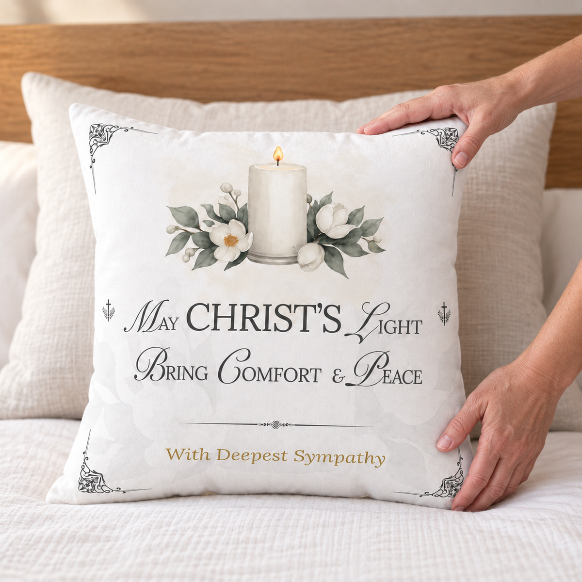 Christ's Light Ready-to-Send Christian Sympathy Pillow