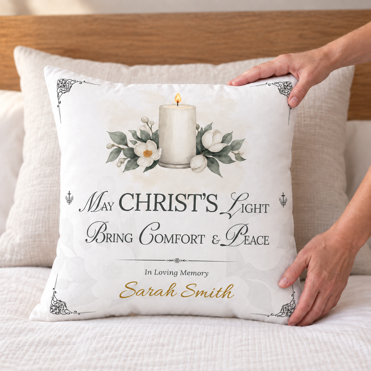 Christ's Light Personalized Christian Sympathy Pillow