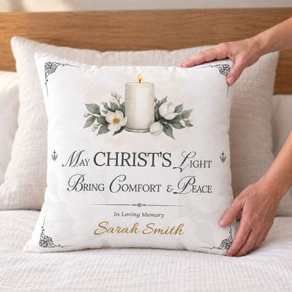 Christ's Light Personalized Christian Sympathy Pillow