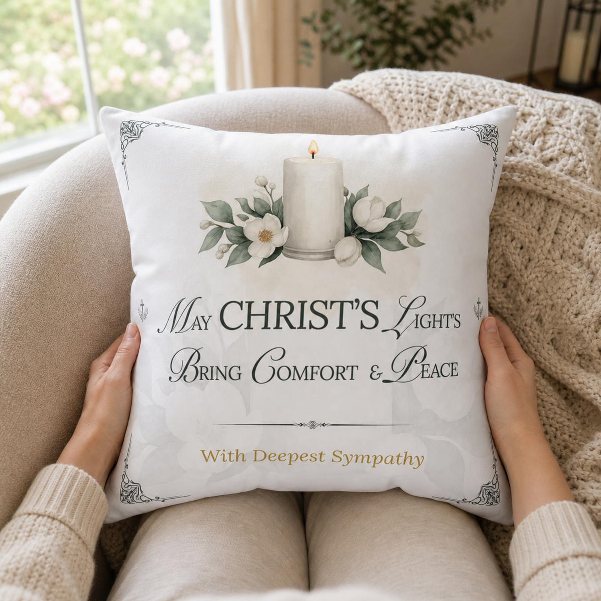 Christ's Light Ready-to-Send Christian Sympathy Pillow