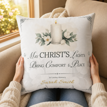 Christ's Light Personalized Christian Sympathy Pillow