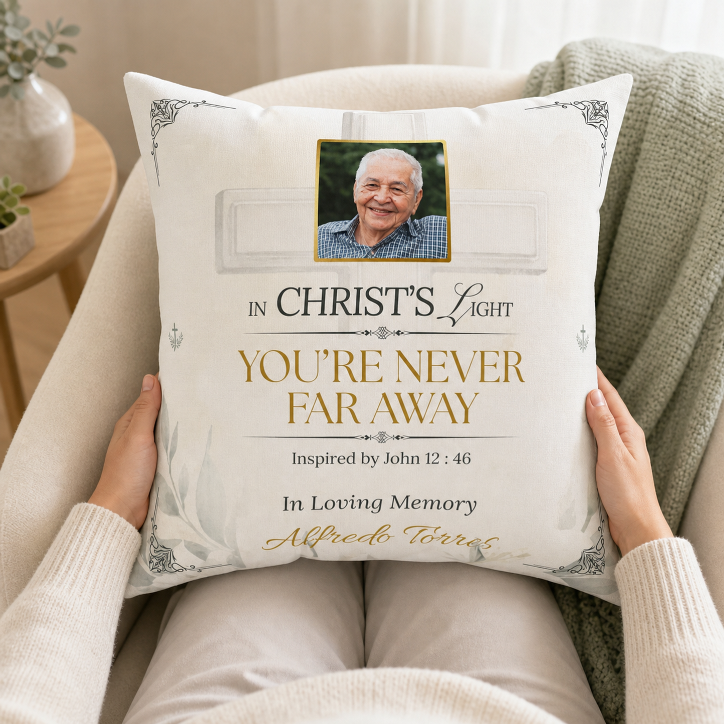 Christ's Light Custom Photo Christian Memorial Pillow