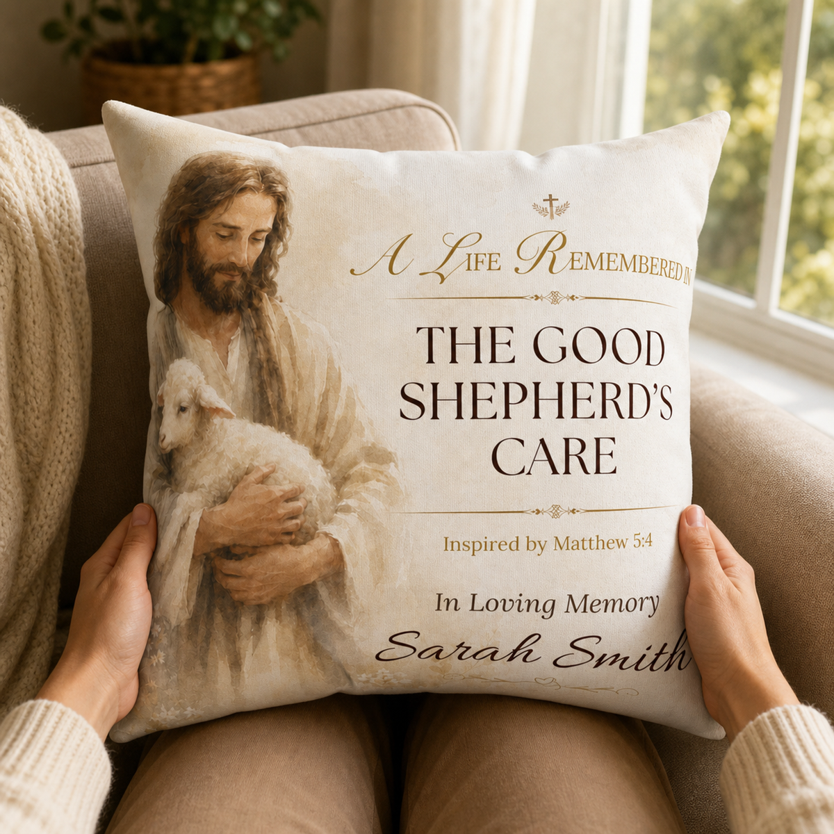 Good Shepherd's Peace Personalized Memorial Pillow