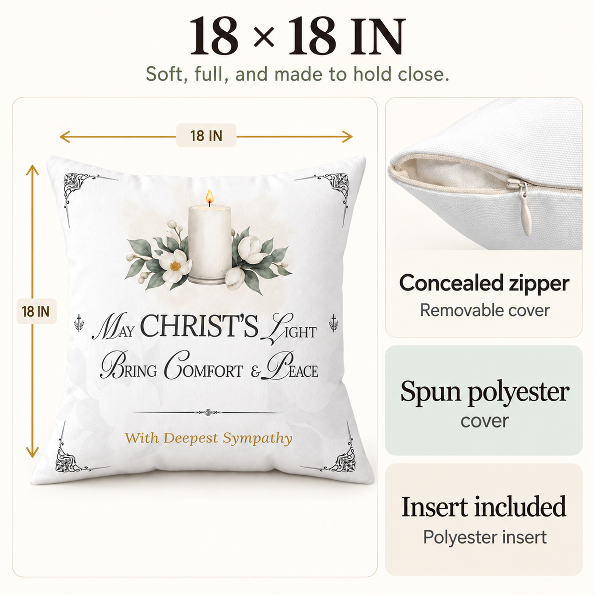 Christ's Light Ready-to-Send Christian Sympathy Pillow