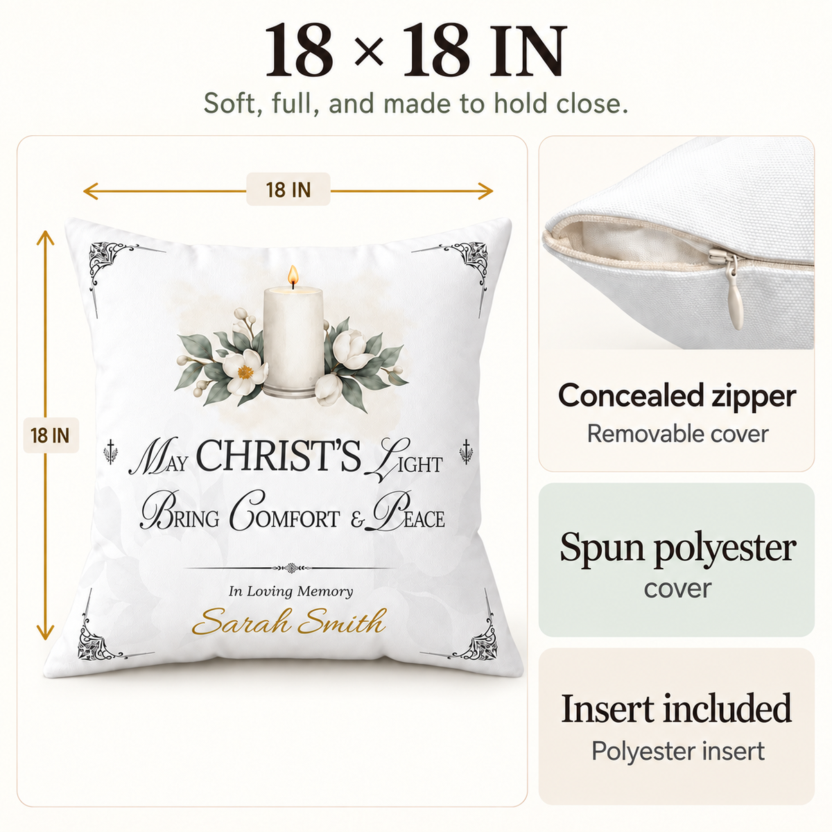 Christ's Light Personalized Christian Sympathy Pillow