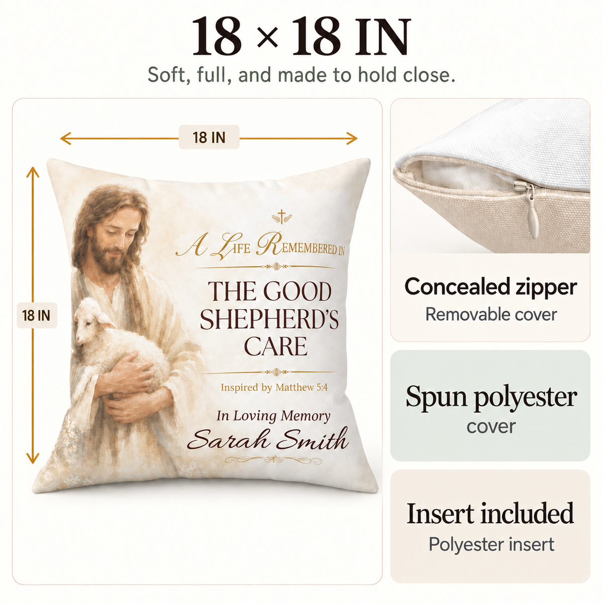 Good Shepherd's Peace Personalized Memorial Pillow