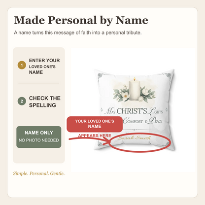 Christ's Light Personalized Christian Sympathy Pillow