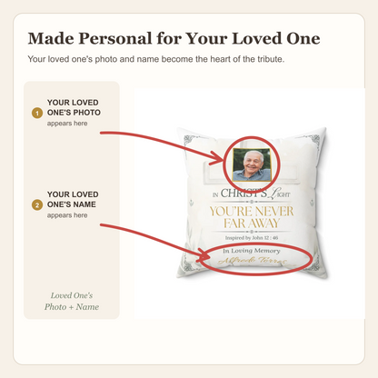 Christ's Light Custom Photo Christian Memorial Pillow