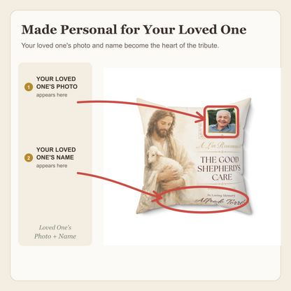 Good Shepherd's Peace Personalized Photo Memorial Pillow