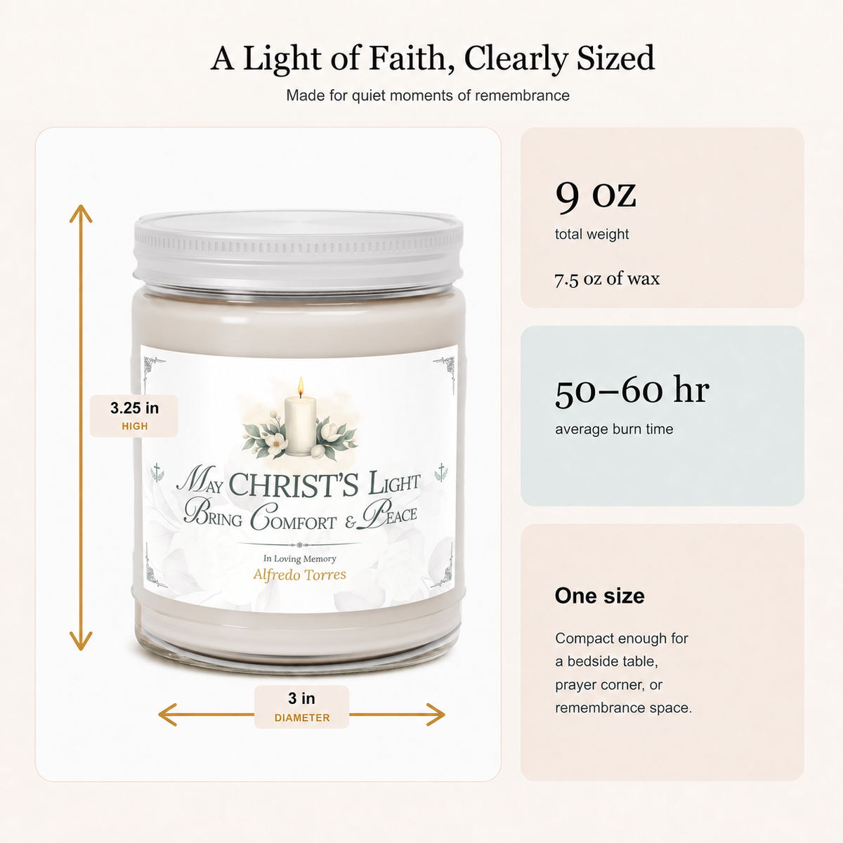 Christ's Light Personalized Sympathy Candle