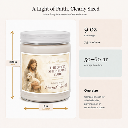 Good Shepherd's Peace Personalized Memorial Candle