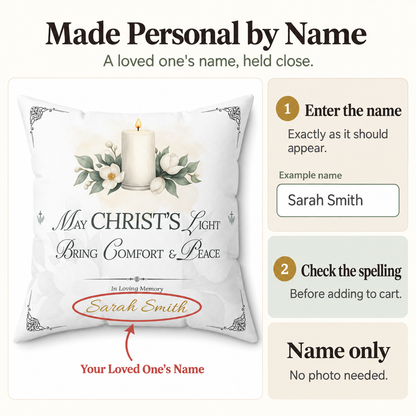 Christ's Light Personalized Christian Sympathy Pillow
