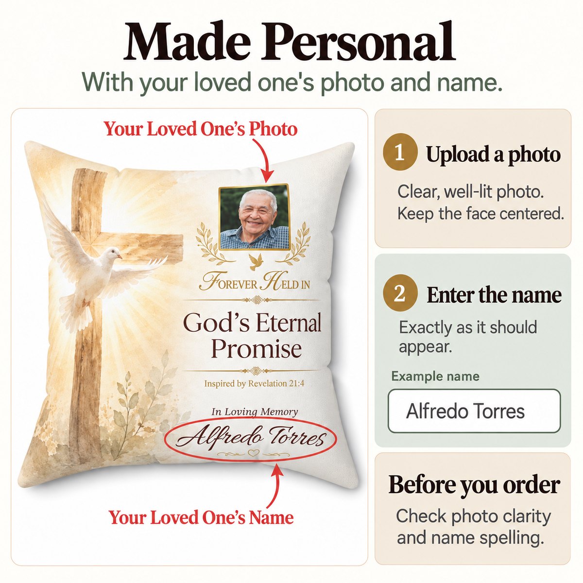Eternal Promise Personalized Photo Memorial Pillow