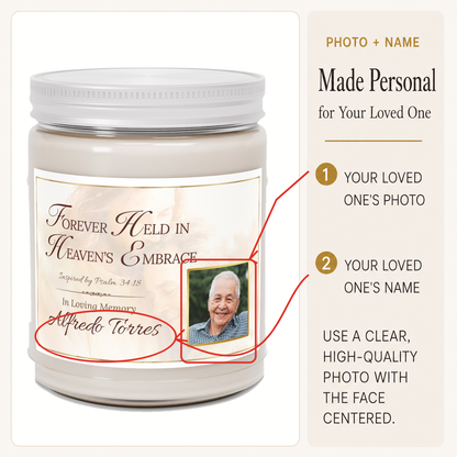 Heaven's Embrace Photo Memorial Candle for Loss of Father