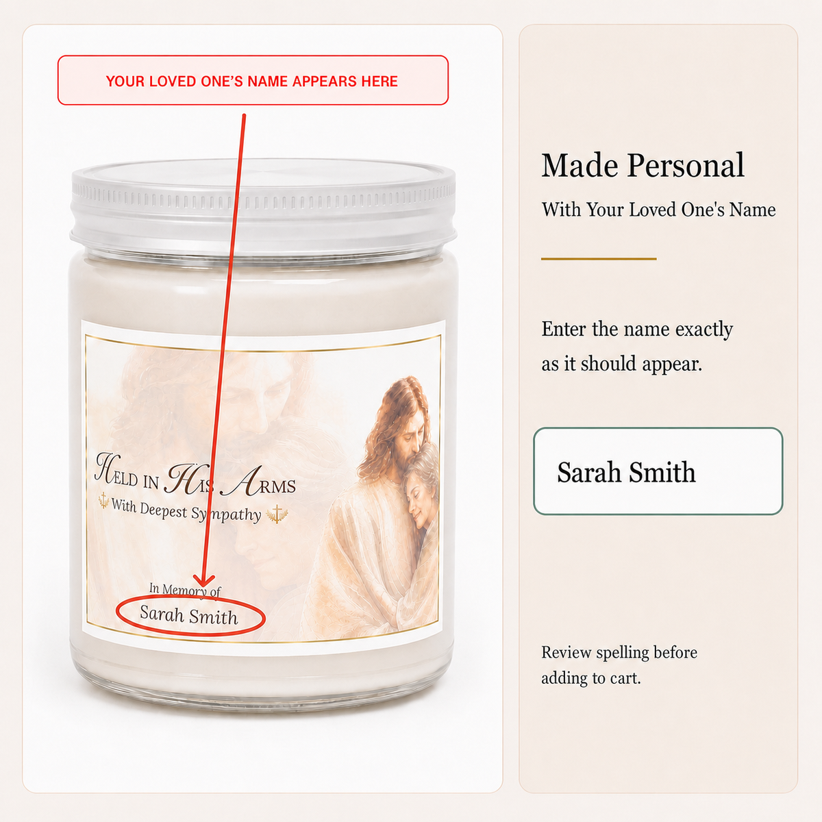Heaven's Embrace Personalized Loss of Mother Candle
