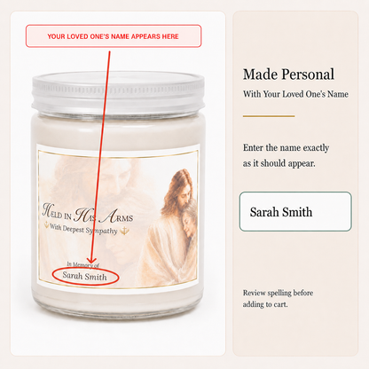 Heaven's Embrace Personalized Loss of Mother Candle