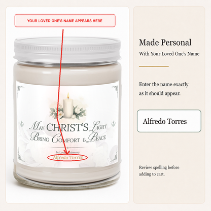 Christ's Light Personalized Sympathy Candle