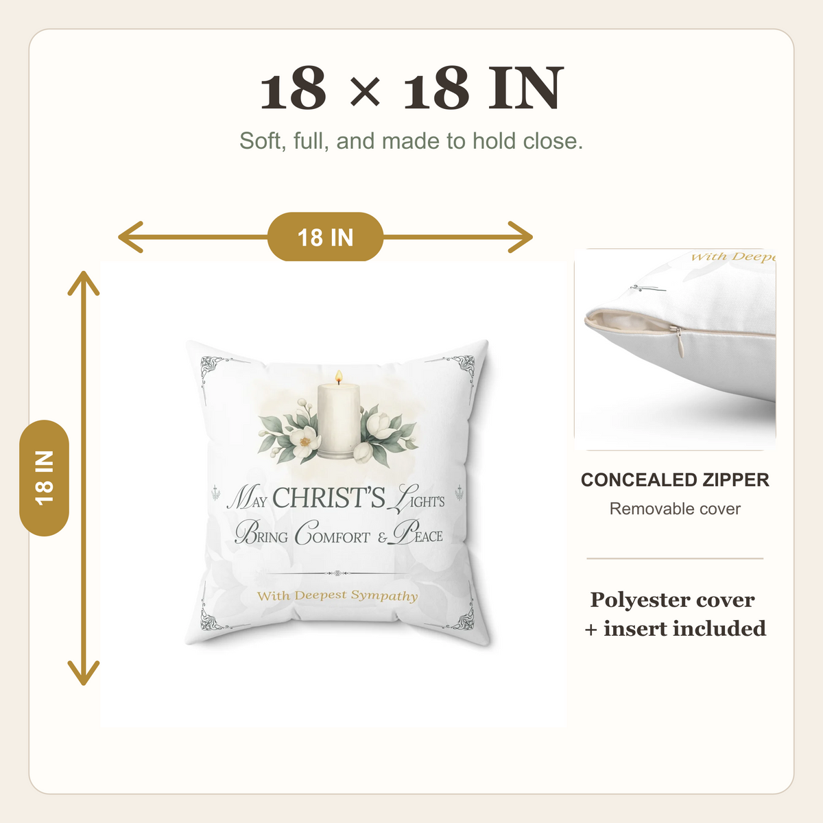 Christ's Light Ready-to-Send Christian Sympathy Pillow