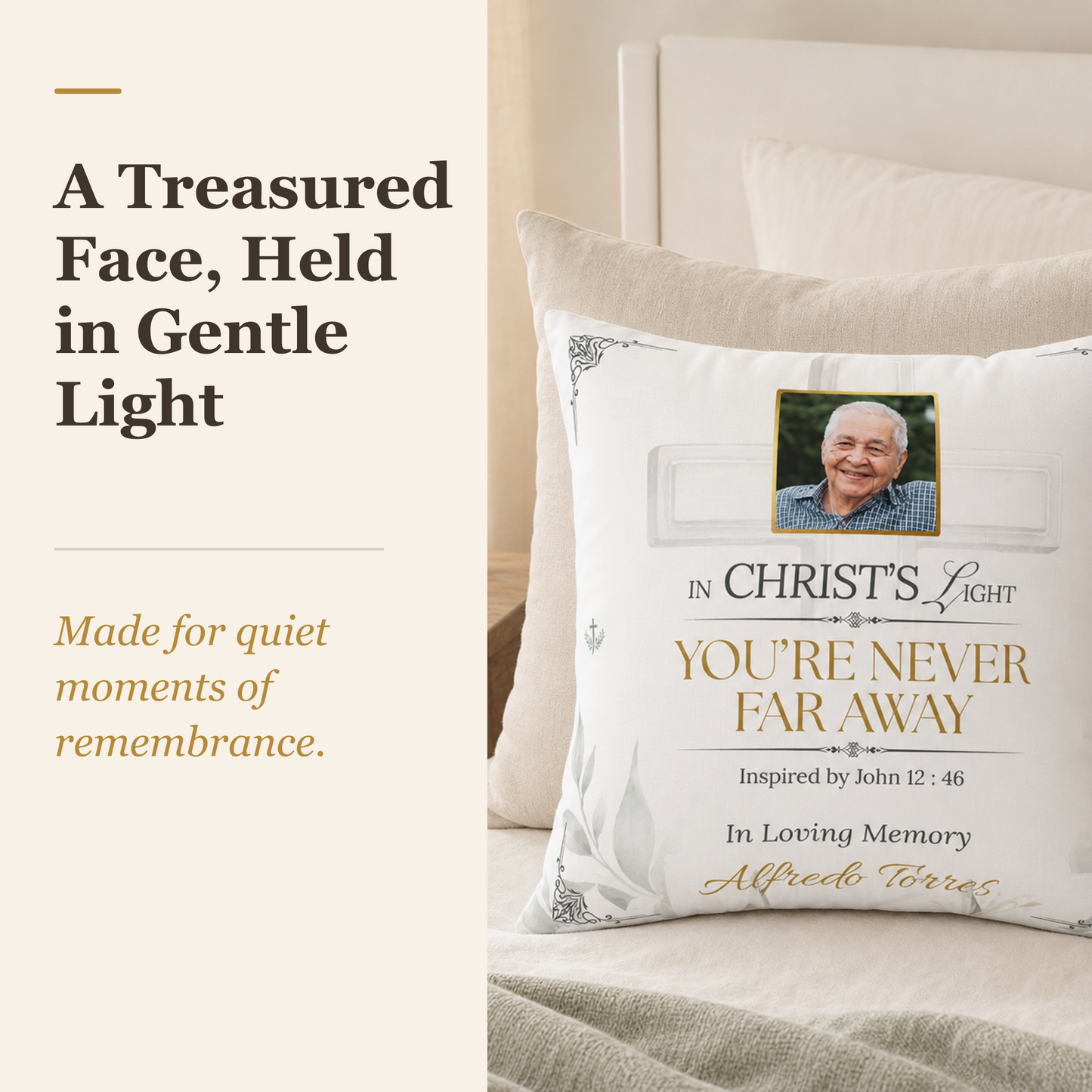 Christ's Light Custom Photo Christian Memorial Pillow