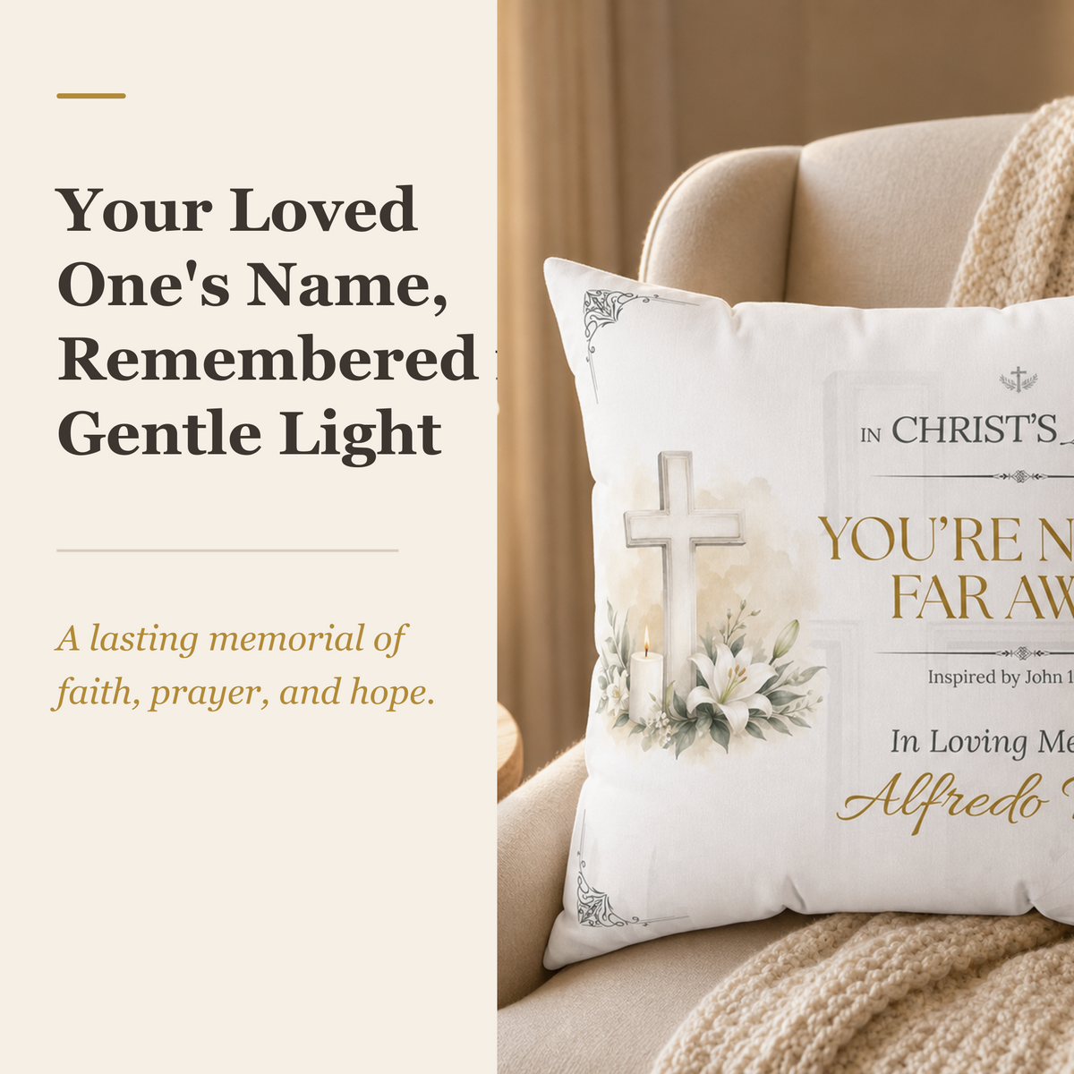 Christ's Light Personalized Christian Memorial Pillow