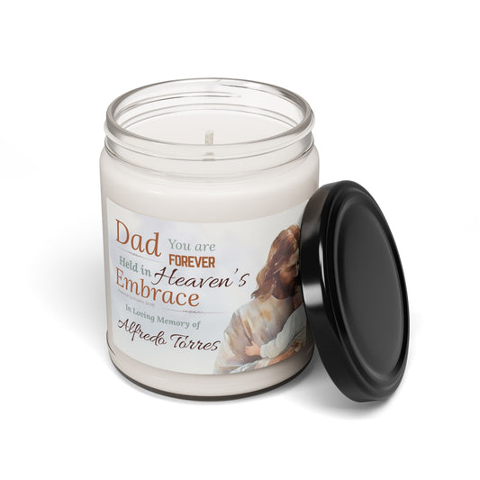 Heaven’s Embrace Memorial Candle | Personalized Christian Sympathy Gift for Loss of Father