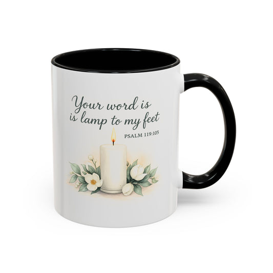 Memorial Accent Coffee Mug - Your Word Is a Lamp to My Feet - Psalm 119:105
