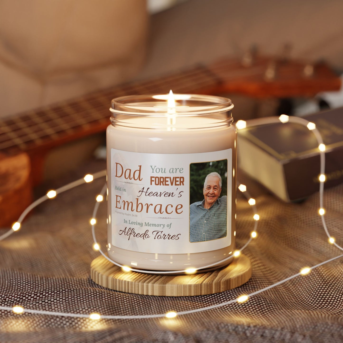 Heaven's Embrace Memorial Candle | Personalized Christian Sympathy Gift for Loss of Father