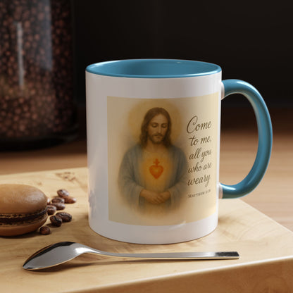 Memorial Accent Coffee Mug - Come to Me, All You Who Are Weary - Matthew 11:28