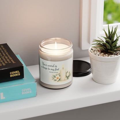 Scented Soy Candle - Your Word is a Lamp - Psalm 119:105 - Serenity Home Decor