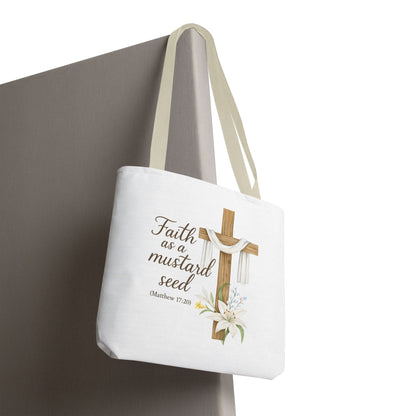 Inspirational Tote Bag - Faith as a Mustard Seed - Matthew 17:20 Memorial Gift