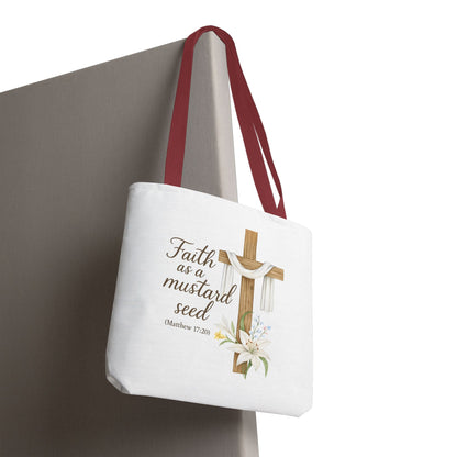 Inspirational Tote Bag - Faith as a Mustard Seed - Matthew 17:20 Memorial Gift