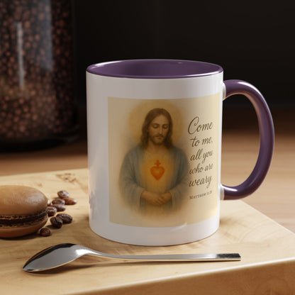 Memorial Accent Coffee Mug - Come to Me, All You Who Are Weary - Matthew 11:28