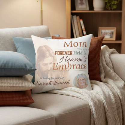 In Loving Memory Pillow – Heaven’s Embrace Design | Personalized Christian Memorial & Sympathy Gift