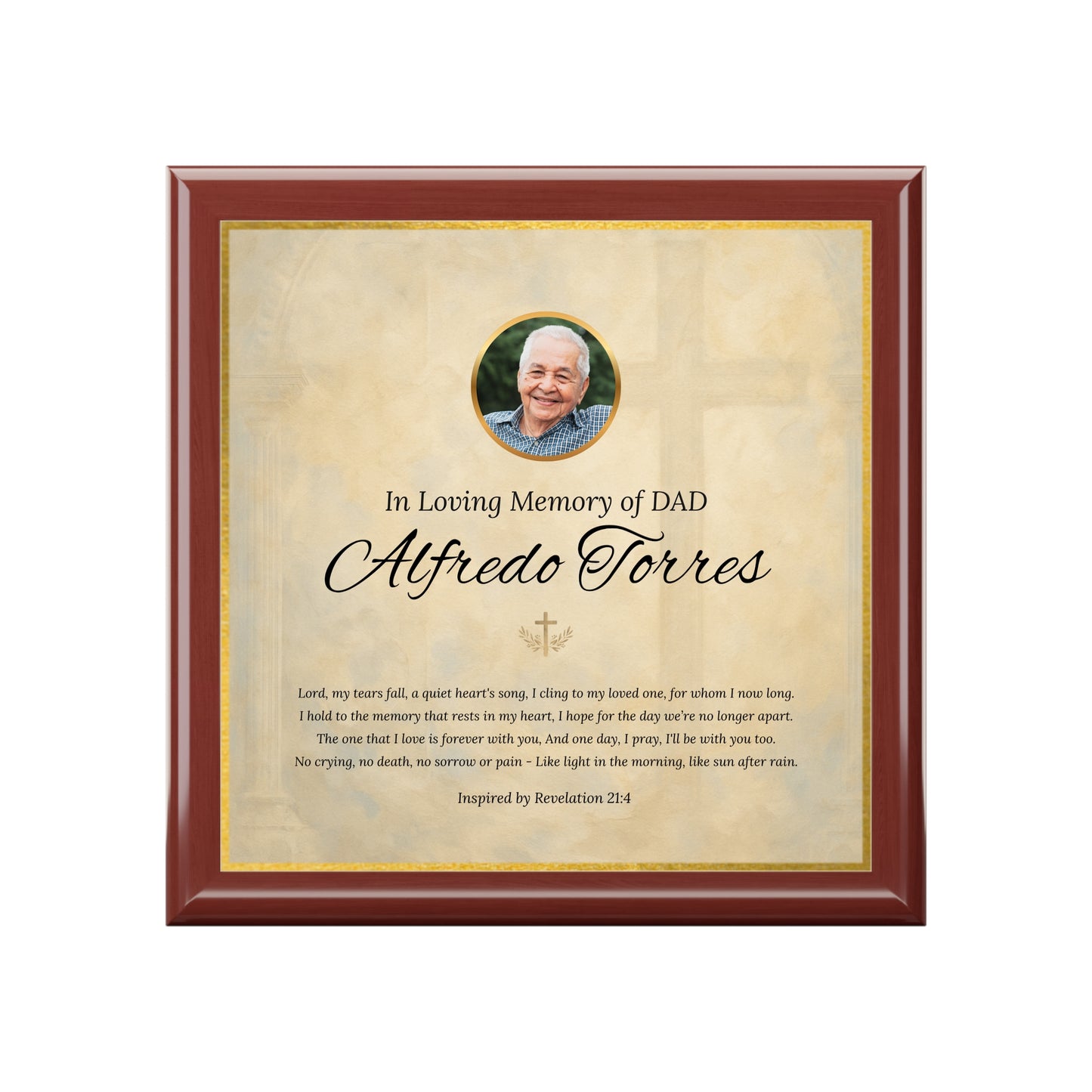 Golden Grace Memorial Keepsake Box | Personalized Christian Gift for Loss of Father